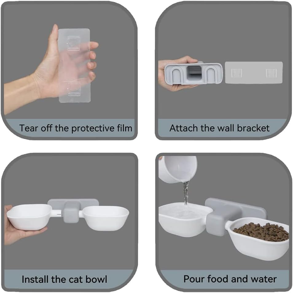 Double Elevated Cat Bowl Set,Ergonomic Cat Bowls for Food and Water, Adjustable Height Raised Cat Bowls,Cat Dishes for Small Pet,Reduces Neck Burden Anti Vomiting(white)