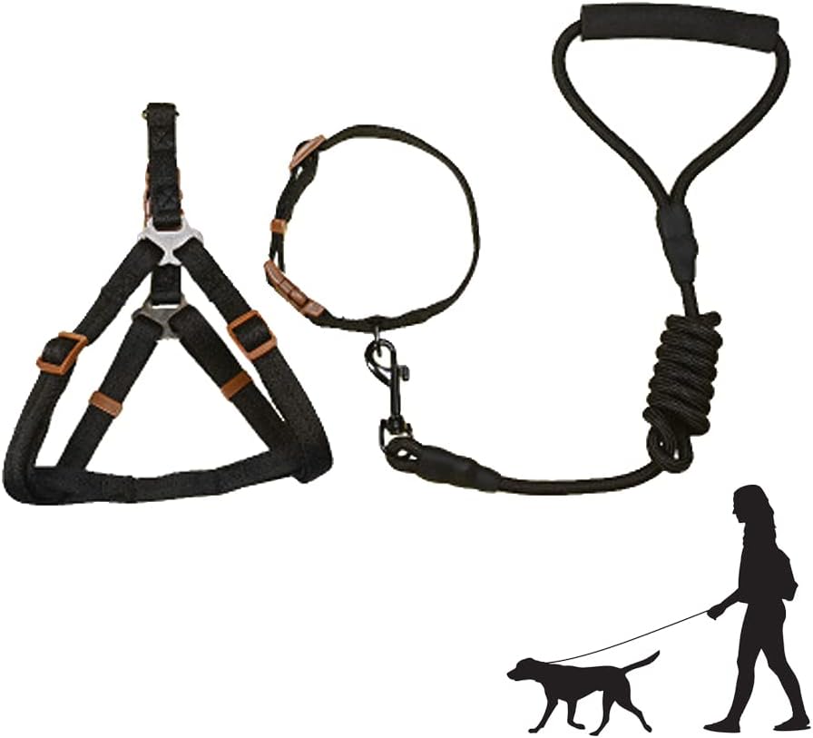 Dog Harness,Dog Collar and Dog Leash Set,Adjustable Lightweight Pet Harness & Leash,Soft Walking Travel Petsafe Harness,Suitable for Medium and Small Cat and Dogs
