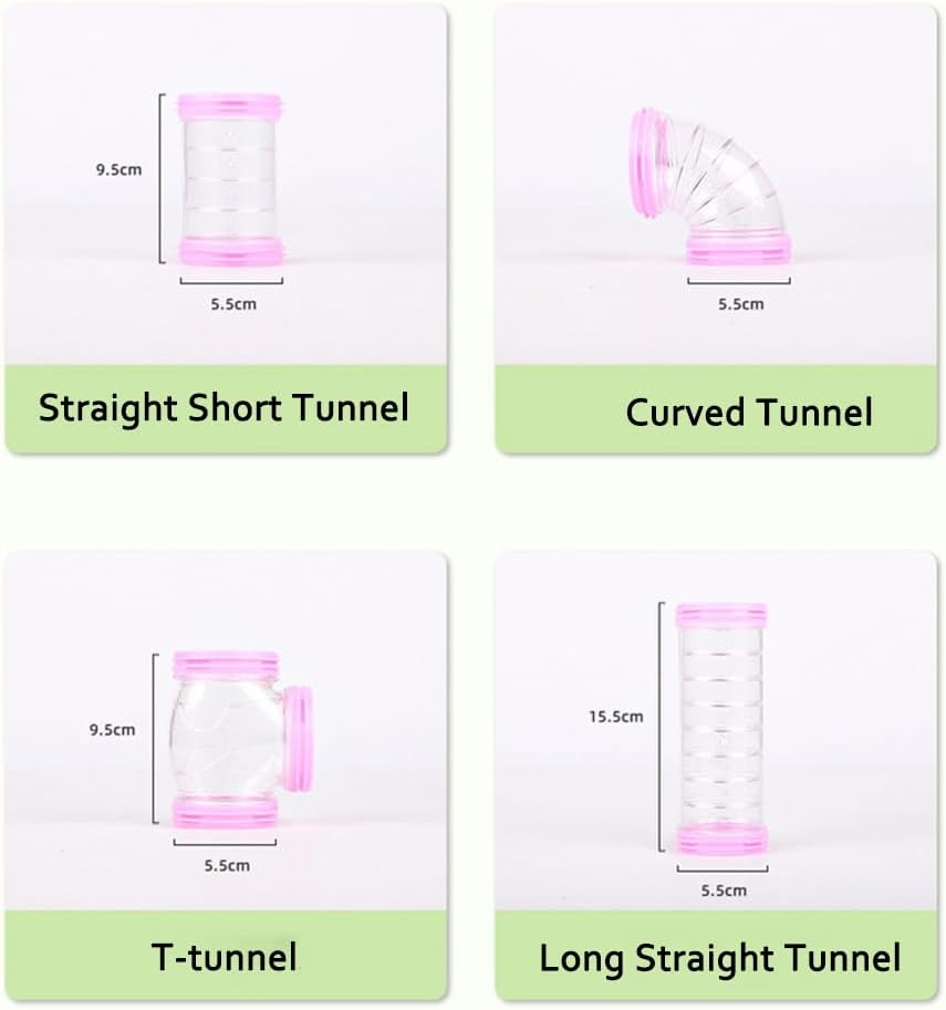 مجموعة من 8 قطع من أنابيب الهامستر، أنبوب منحني شفاف، نفق قفص للحيوانات الأليفة، ملحقات قفص الهامستر، ألعاب الهامستر، اتصال DIY، نفق مغامرة، مساحة توسيع