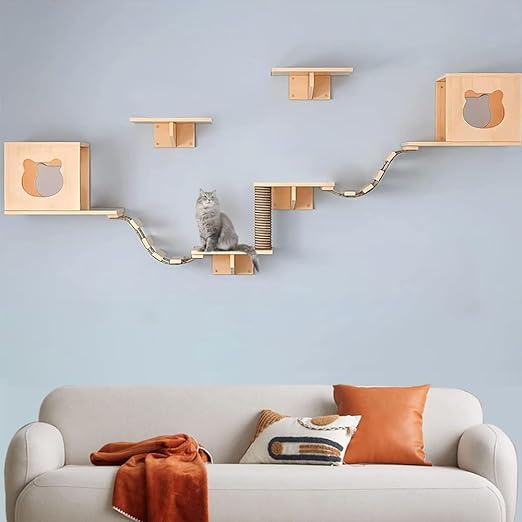 8 Pcs Cat Wall Shelf, Cat Wall Climbing Set