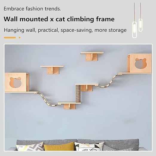 8 Pcs Cat Wall Shelf, Cat Wall Climbing Set