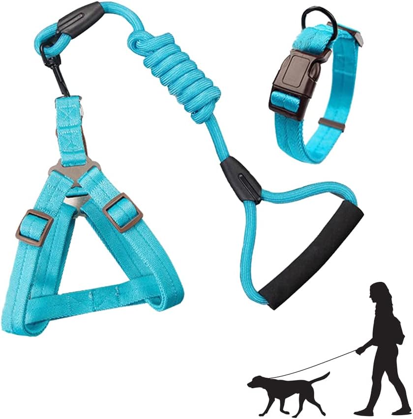 Dog Harness,Dog Collar and Dog Leash Set,Adjustable Lightweight Pet Harness & Leash,Soft Walking Travel Petsafe Harness,Suitable for Medium and Small Cat and Dogs