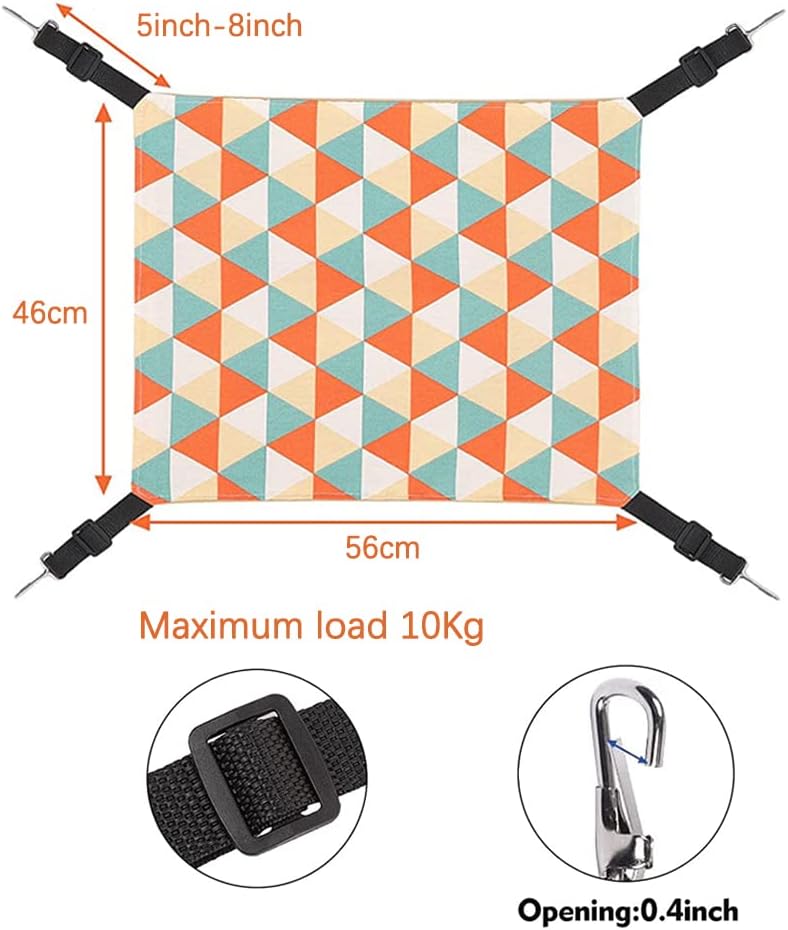 Cat Cage Hammock, Double Sided Hanging Adjustable Cat Hammock, Breathable Canvas Pet Indoor Cage Hammock for Kittens Puppy Small Pets