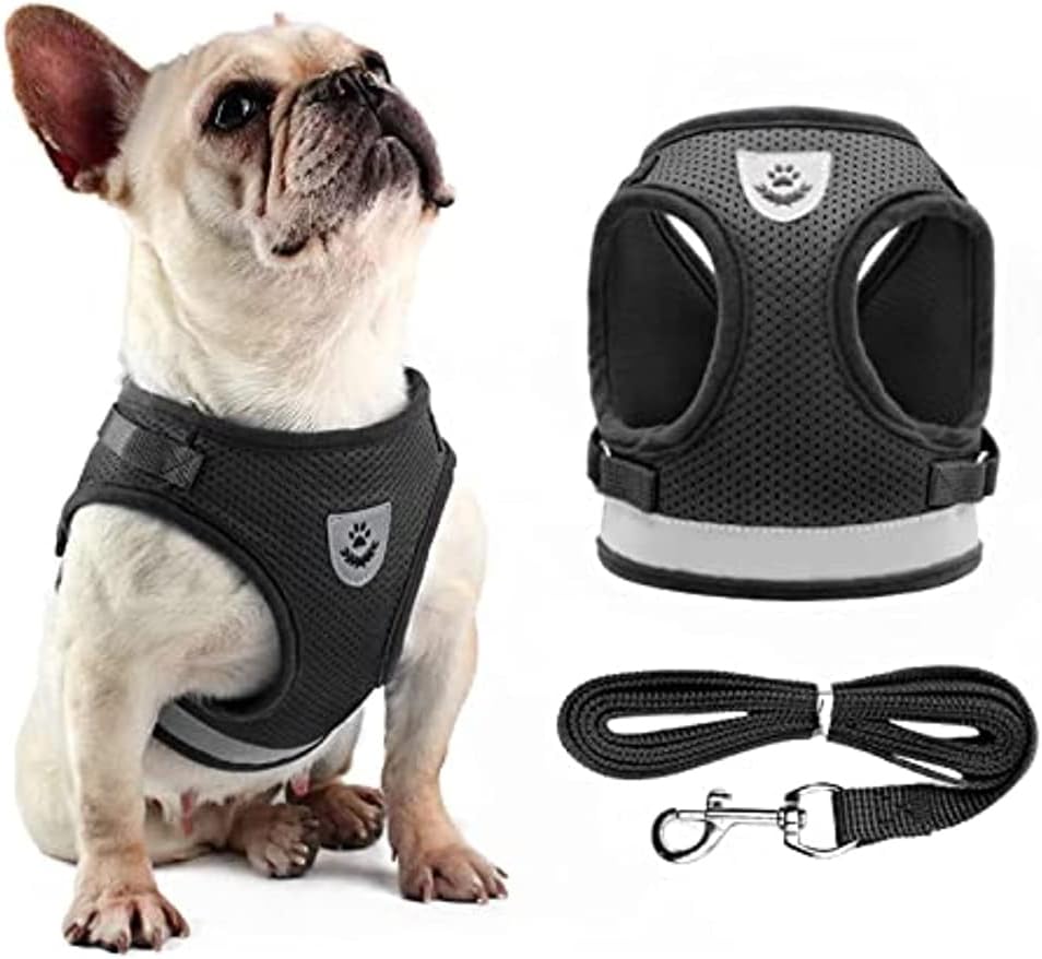 Dog Harness,Dog Collar and Dog Leash Set,Adjustable Lightweight Pet Harness & Leash,Soft Walking Travel Petsafe Harness,Suitable for Medium and Small Cat and Dogs