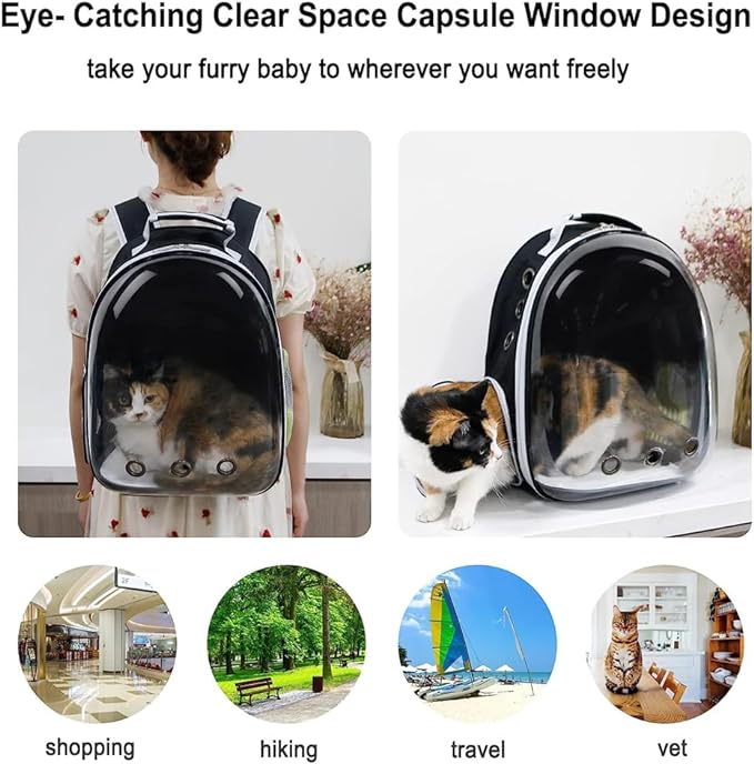 Cat Backpack, Pet Carrier Bag for Cats & Small Dogs (Green)