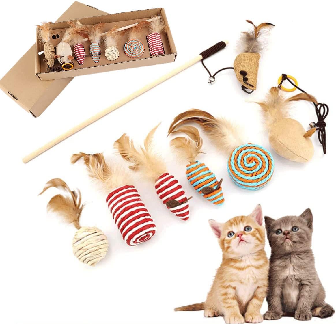 7-pcs Cat Feather Toy Set