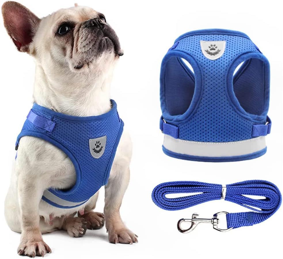 Dog Harness,Dog Collar and Dog Leash Set,Adjustable Lightweight Pet Harness & Leash,Soft Walking Travel Petsafe Harness,Suitable for Medium and Small Cat and Dogs