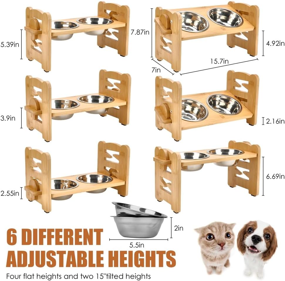 Elevated Dog Bowls, Equipped with High Bracket Sloping Dog Food Bowl,Removable Raised Stand No Spill Pet Food Water Feeding Bowls for Small Medium Dogs Cats, Home & Outdoor Use