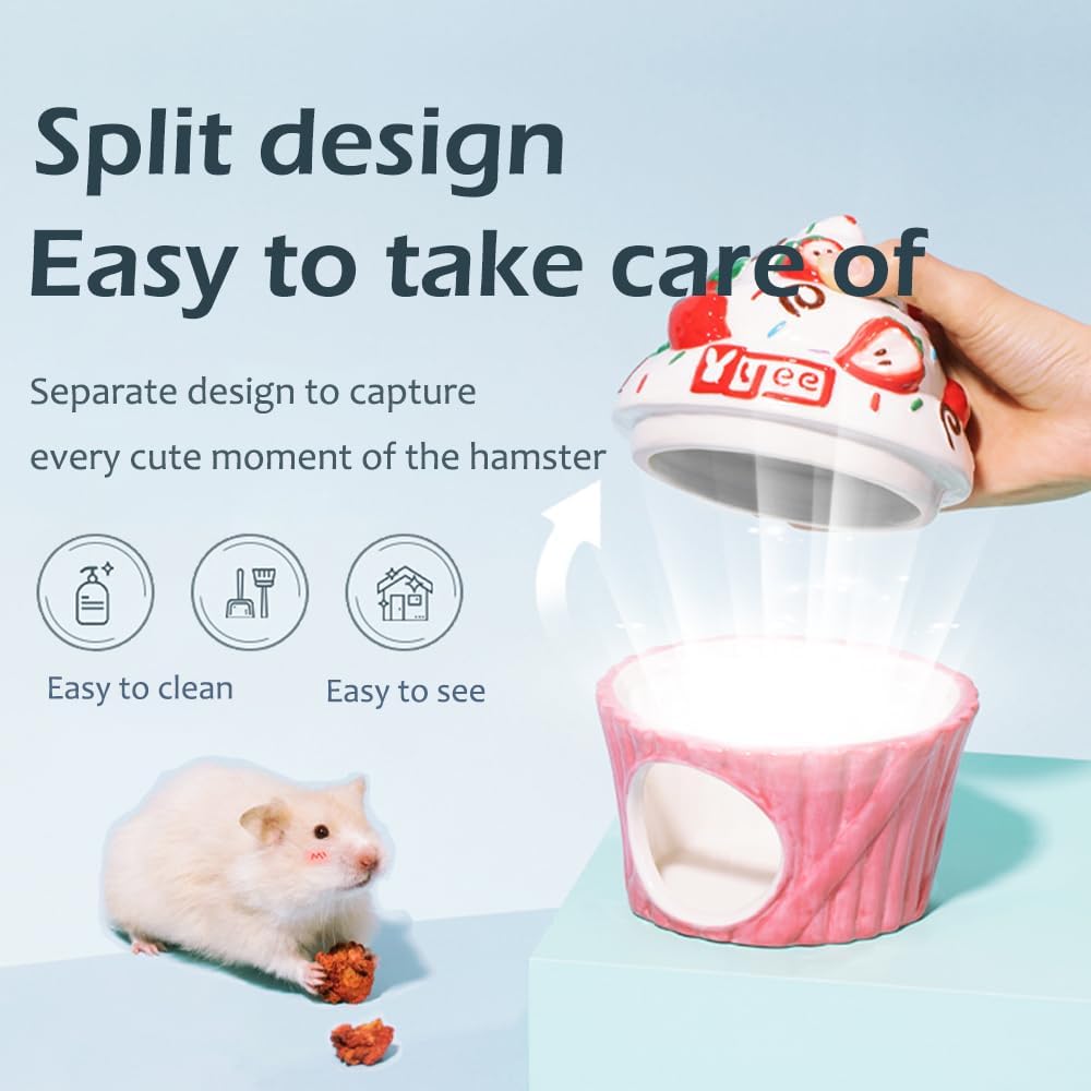 مخبأ سيراميك كبير جدًا للهامستر، موئل هامستر بارد في الصيف، سرير بارد، ملحقات هامستر، كهف منزل مضاد للعض للفئران