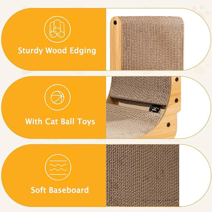 Cat Scratching Board, Indoor Cat Scratching Board with Catnip, Wear-resistant, Protect Furniture from Damage, Suitable for Cats (L Type)