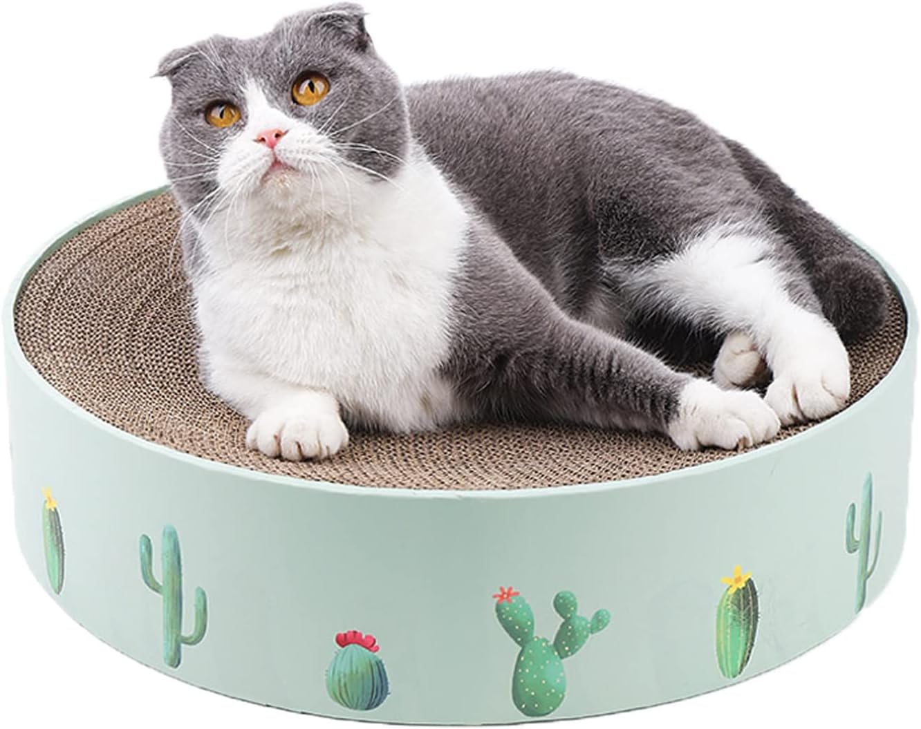Round Cat Scratcher for Indoor Cats,Cat Scratch Pad,Cat Scratcher Cardboard,Cat Bed, Durable Recycle Board for Furniture Protection(41 * 41 * 10cm)