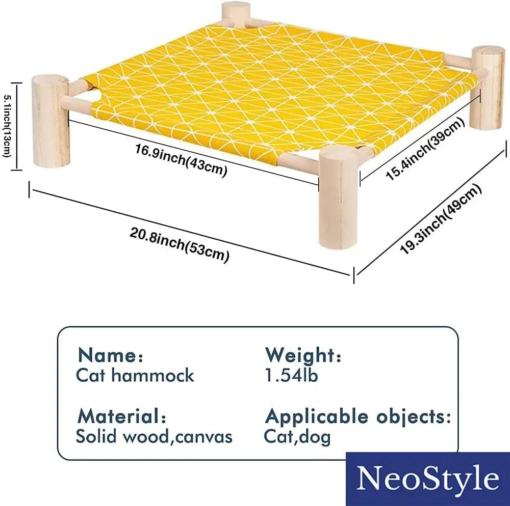 Cat Hammock Bed,Wooden Cat Hammock Elevated Bed,Solid Wooden Removable Washable,Suitable for Cats and Small Dogs Pets971.com