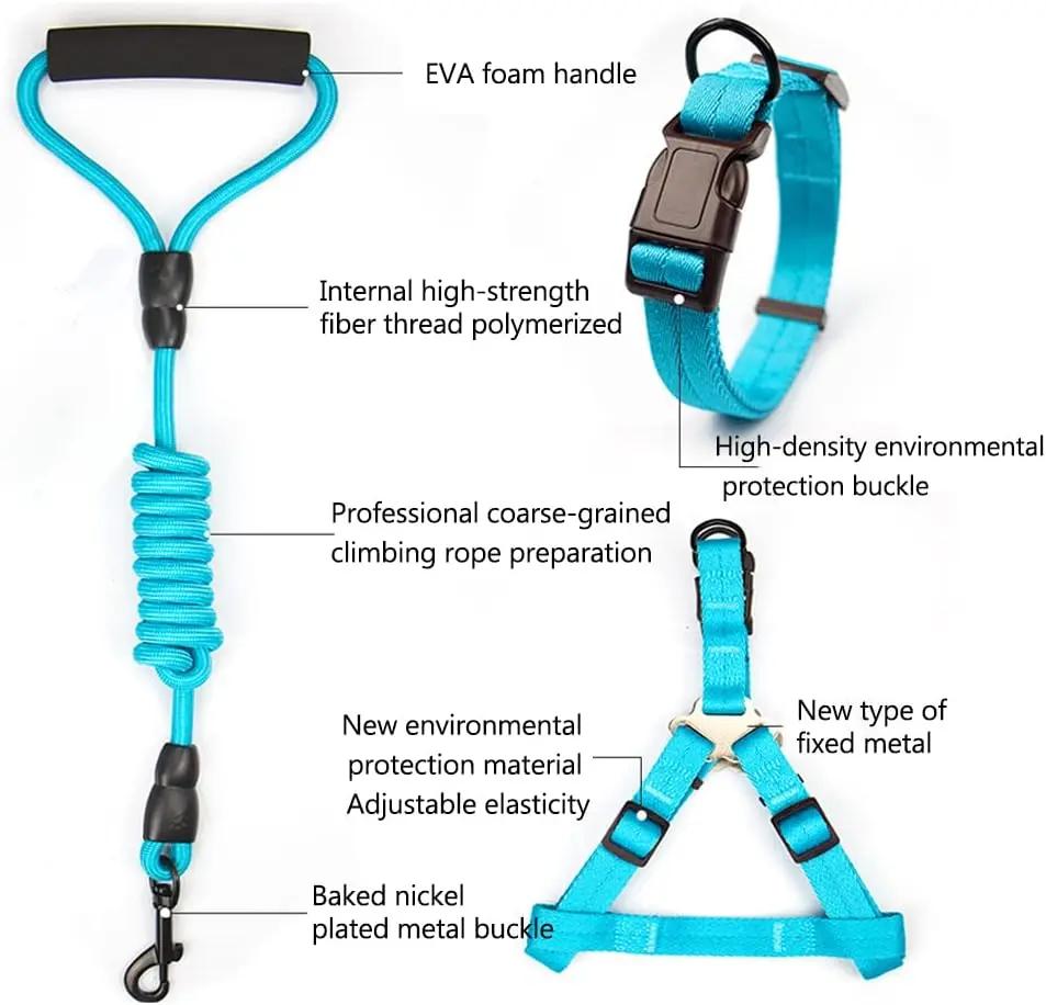 Dog Harness,Dog Collar and Dog Leash Set,Adjustable Lightweight Pet Harness & Leash,Soft Walking Travel Petsafe Harness,Suitable for Medium and Small Cat and Dogs Pets971.com