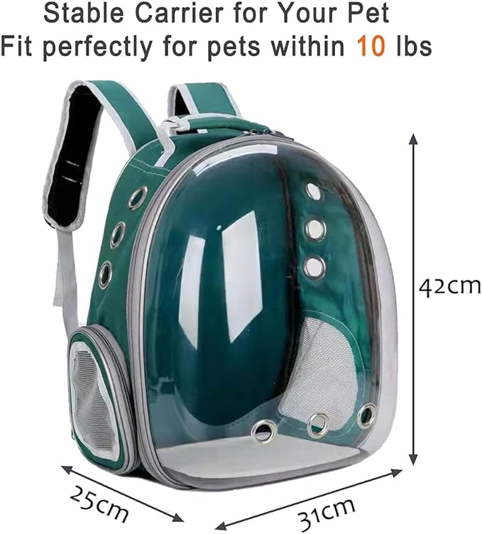 Cat Backpack, Pet Carrier Bag for Cats & Small Dogs (Green)