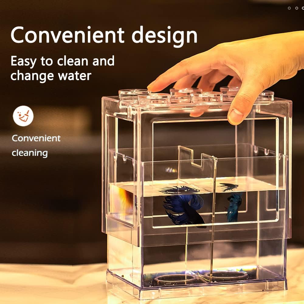 حوض أسماك بيتا صغير، حوض سمك شفاف صغير، حوض قابل للتكديس، علبة تغذية النمل، صندوق صف الزواحف الصغير