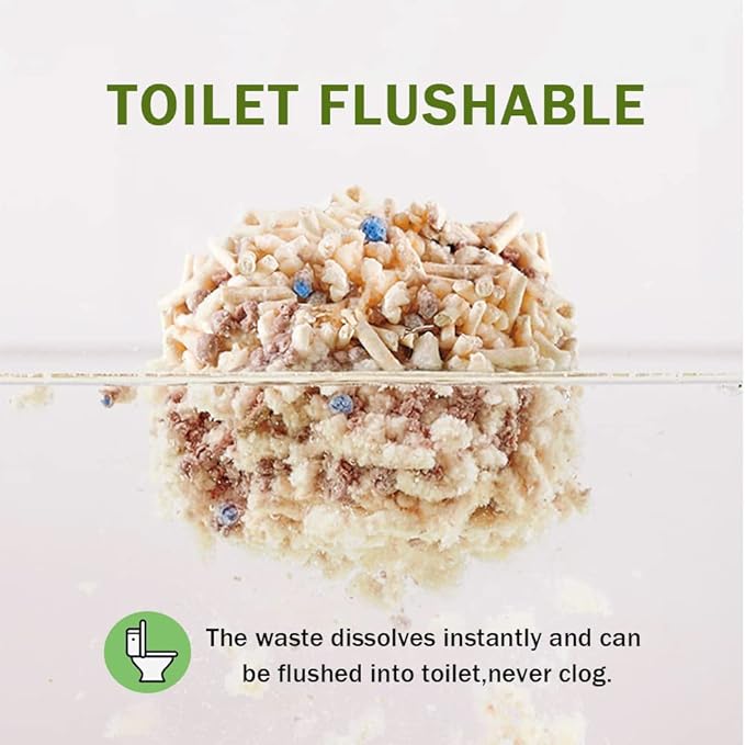 Flushable Cat Litter 2.5kg, Mixed Anti-Odor Clumping Cat Litter Pellets, Low Dust Super Absorbent Litter, Plant Degradable, Low Tracking (Mixed Cat Litter)