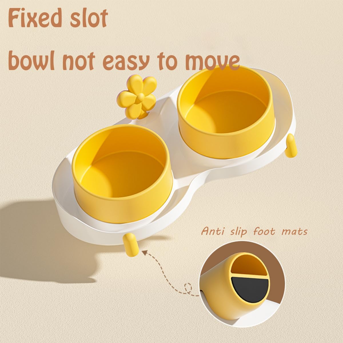 Ceramic Cat Bowl for Food and Water,Double Cat Feeding Bowl with Scraper, Tilted Food Feeding Dishes, Relieve Whisker Fatigue Anti Vomit Non-Slip Pet Raised Bowl