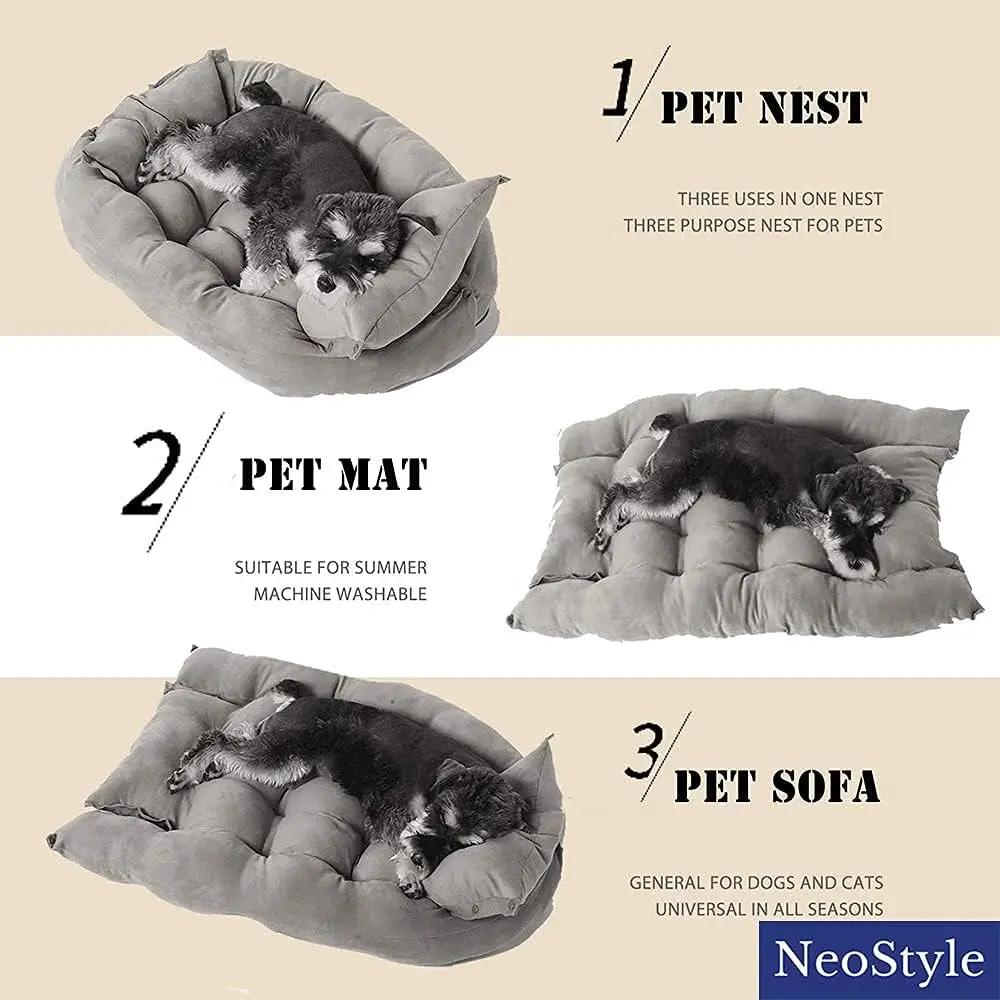 3 in 1 Dog Sofa Bed, Water Resistant,for Small,Medium and Large Dogs,Cat Beds for Indoor Cats, Soft and Comfortable,Multifunctional Deformation Pet Nest Pets971.com