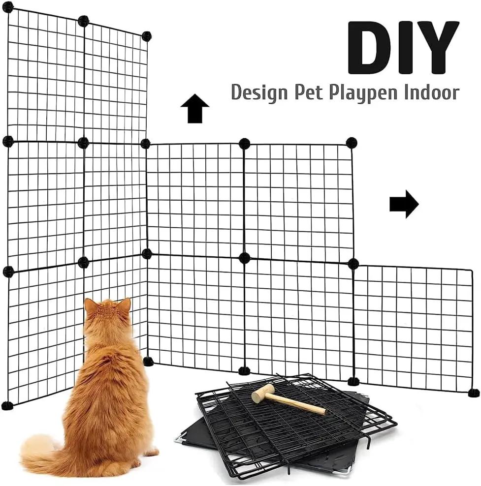 Cat Cage, Detachable Metal DIY Pet Playpen,Portable Collapsible Pet Cat Cage (75 * 75 * 73cm, white) Pets971.com