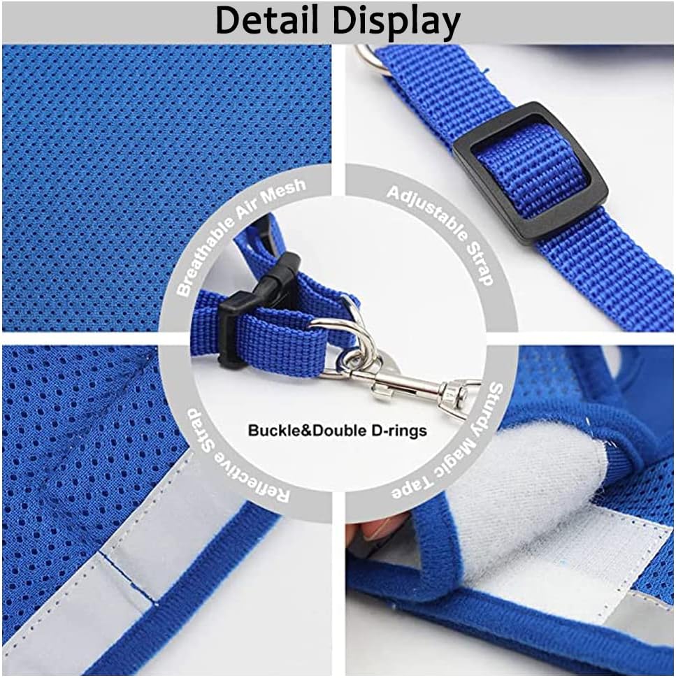 Dog Harness,Dog Collar and Dog Leash Set,Adjustable Lightweight Pet Harness & Leash,Soft Walking Travel Petsafe Harness,Suitable for Medium and Small Cat and Dogs