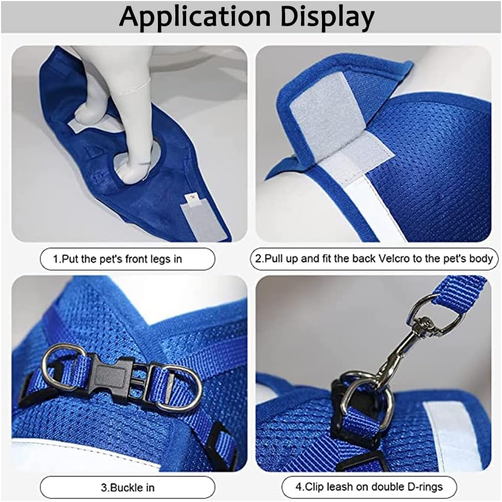 Dog Harness,Dog Collar and Dog Leash Set,Adjustable Lightweight Pet Harness & Leash,Soft Walking Travel Petsafe Harness,Suitable for Medium and Small Cat and Dogs