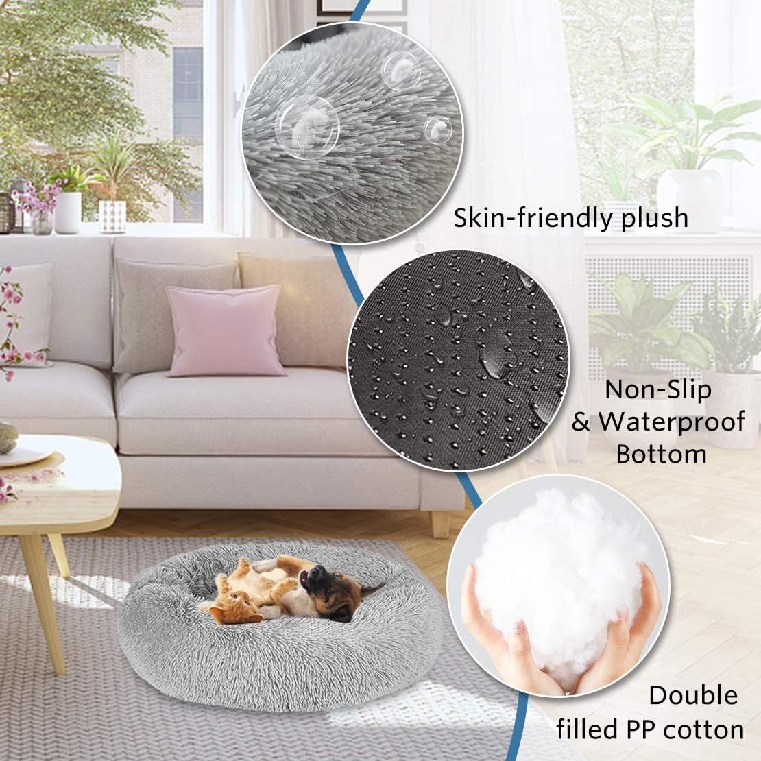 Cat Beds for Indoor Cats,Plush Pet Bed,Cat Sleeping Bed,Machine Washable Dog Bed,Snooze Sleeping Cozy Kitty Teddy Kennel,for Small Medium Large Pets