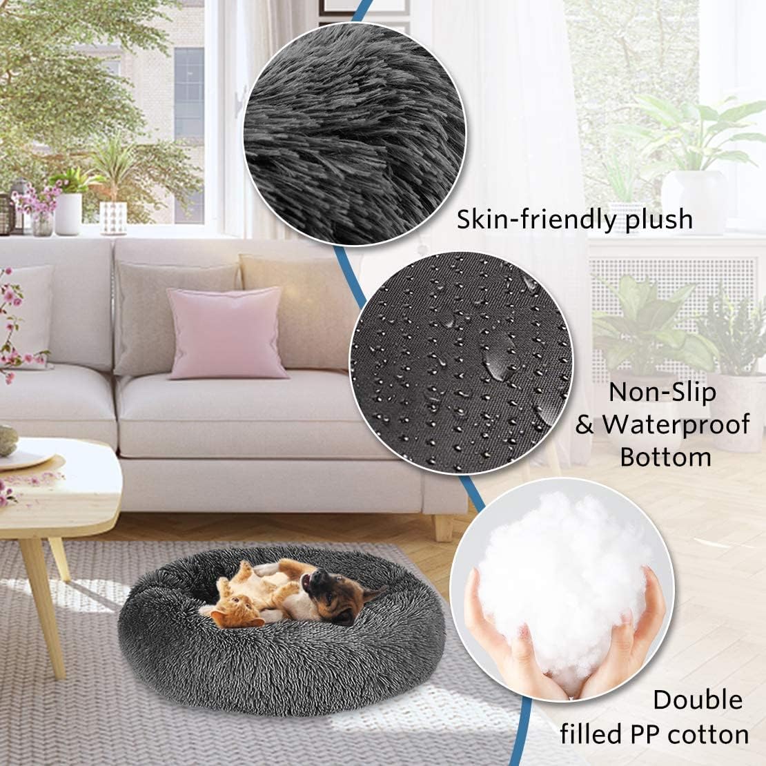 Cat Beds for Indoor Cats,Plush Pet Bed,Cat Sleeping Bed,Machine Washable Dog Bed,Snooze Sleeping Cozy Kitty Teddy Kennel,for Small Medium Large Pets