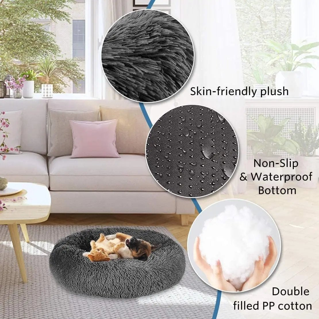 Cat Beds for Indoor Cats,Plush Pet Bed,Cat Sleeping Bed,Machine Washable Dog Bed,Snooze Sleeping Cozy Kitty Teddy Kennel,for Small Medium Large Pets Pets971.com