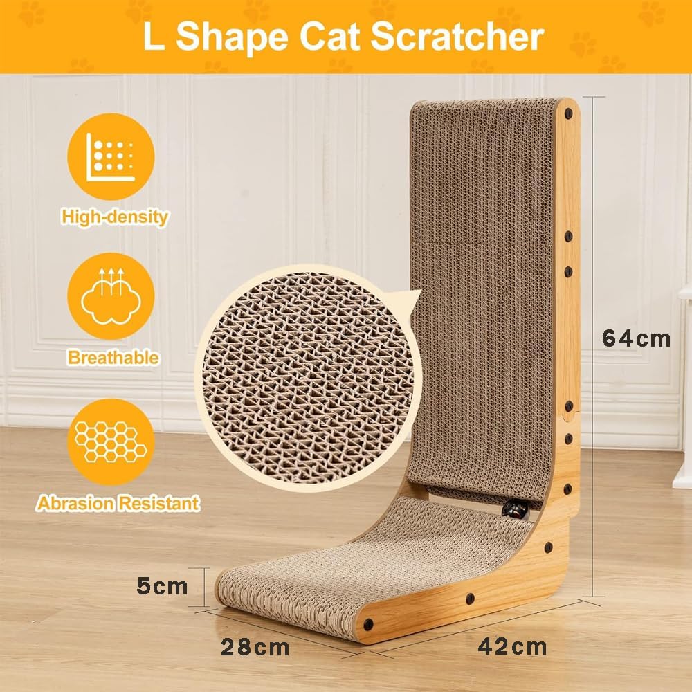 Cat Scratching Board, Indoor Cat Scratching Board with Catnip, Wear-resistant, Protect Furniture from Damage, Suitable for Cats (L Type)