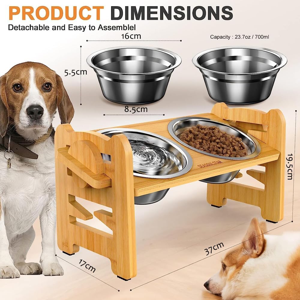 Elevated Dog Bowls, Equipped with High Bracket Sloping Dog Food Bowl,Removable Raised Stand No Spill Pet Food Water Feeding Bowls for Small Medium Dogs Cats, Home & Outdoor Use