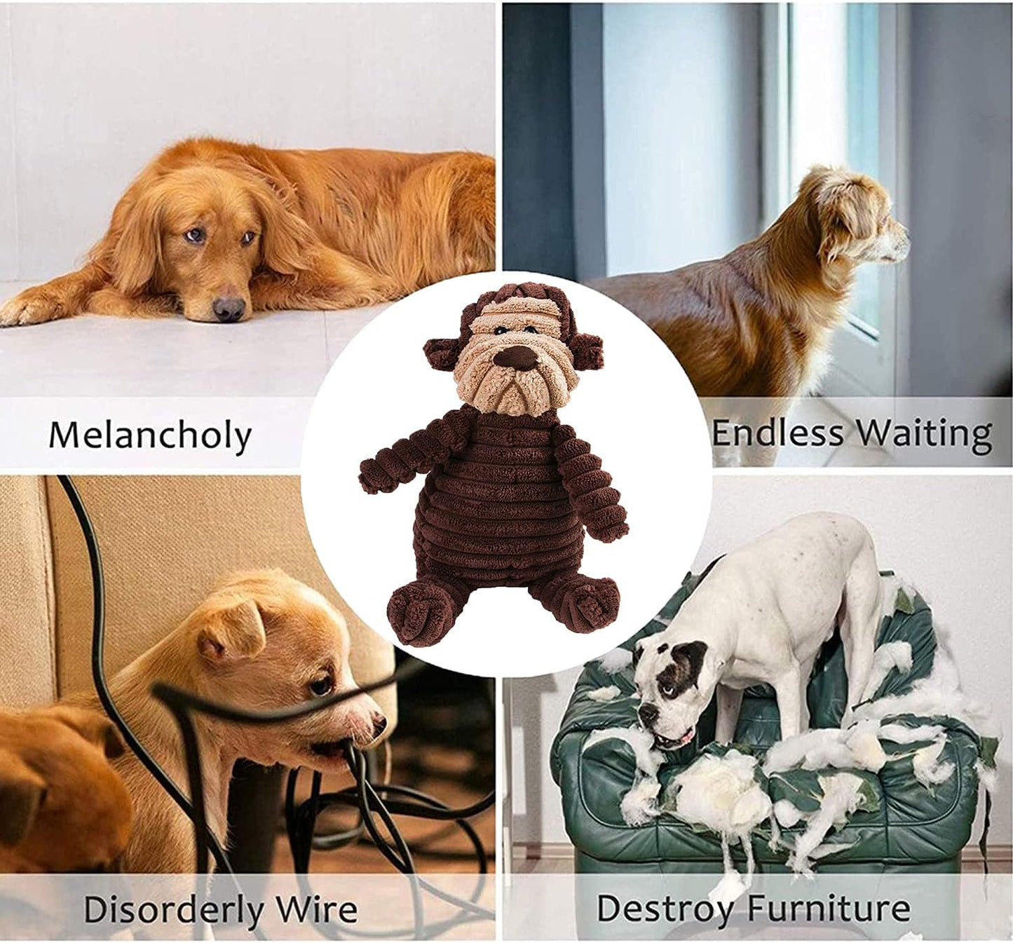 Dog Toys,Plush Corduroy Durable Dog Toy,Squeaky Plush Toys,Puzzle Toy for Dogs,Molar Training Toy,Funny Chew Durable Interactive Cotton Toys,Large Dog Teething Toys