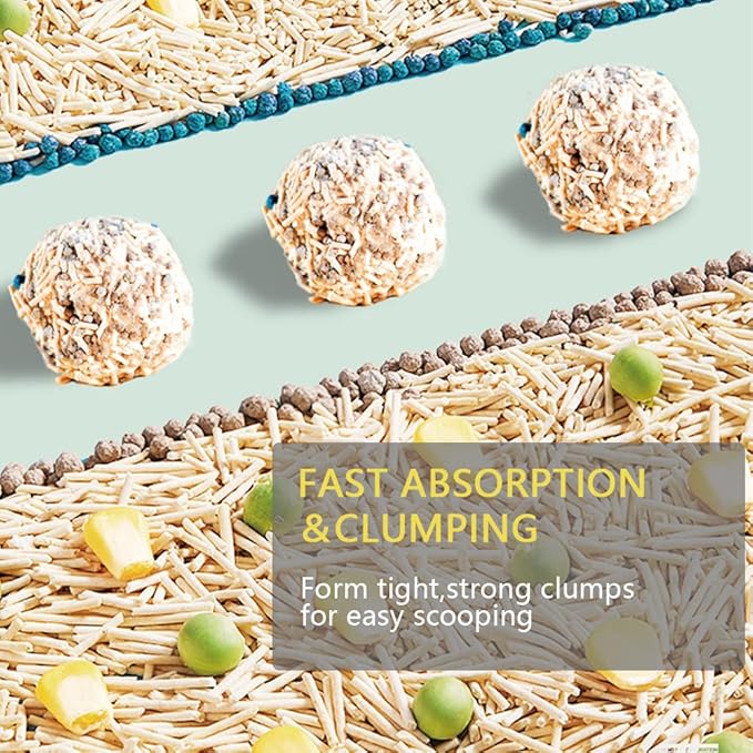 Flushable Cat Litter 2.5kg, Mixed Anti-Odor Clumping Cat Litter Pellets, Low Dust Super Absorbent Litter, Plant Degradable, Low Tracking (Mixed Cat Litter)