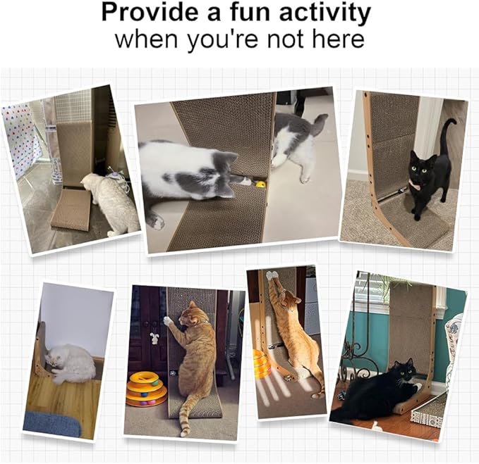 Cat Scratching Board, Indoor Cat Scratching Board with Catnip, Wear-resistant, Protect Furniture from Damage, Suitable for Cats (L Type)
