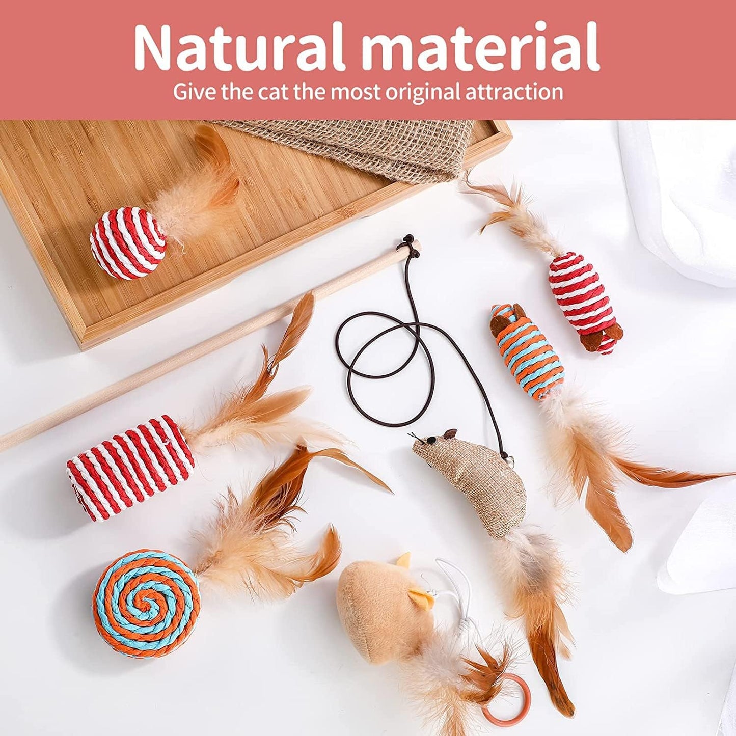 7-pcs Cat Feather Toy Set