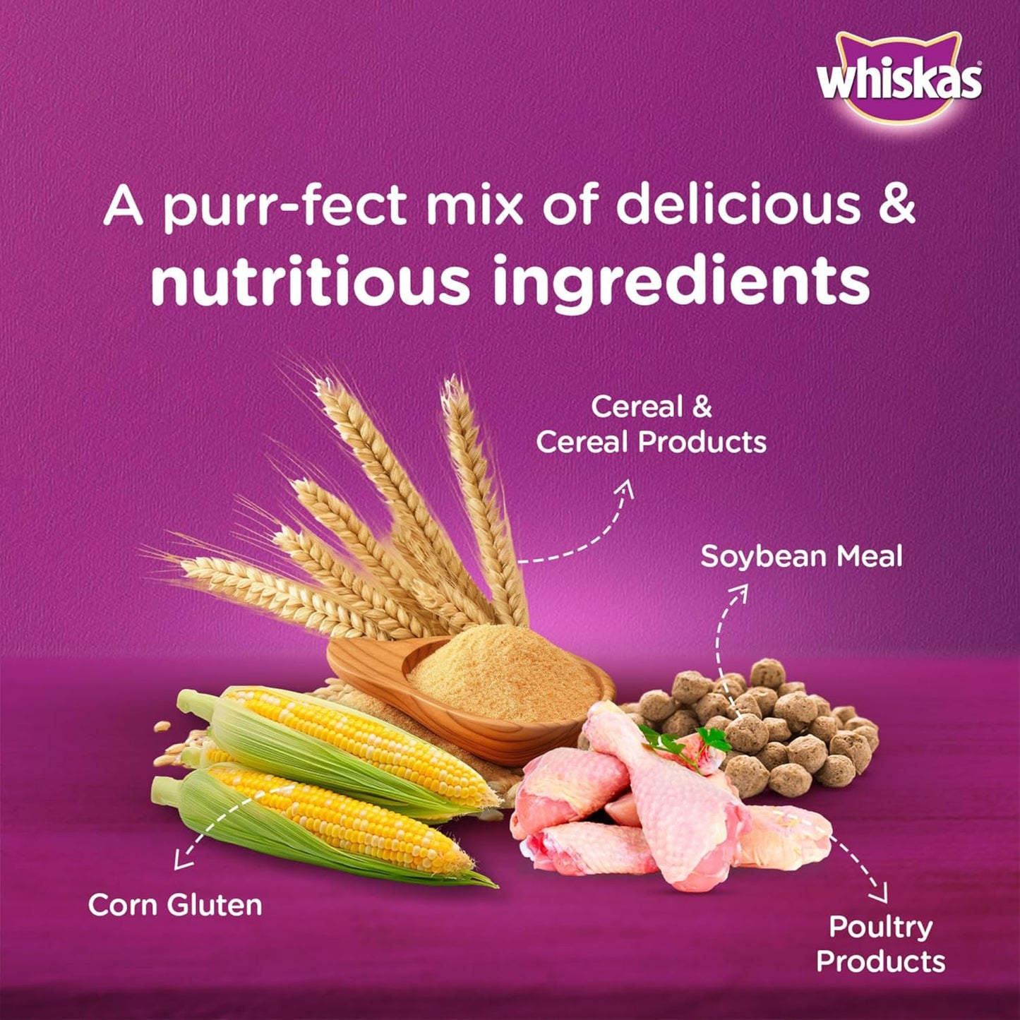 Whiskas Adult (+1 year) Dry Cat Food, Chicken Flavour, 1.2kg Pack