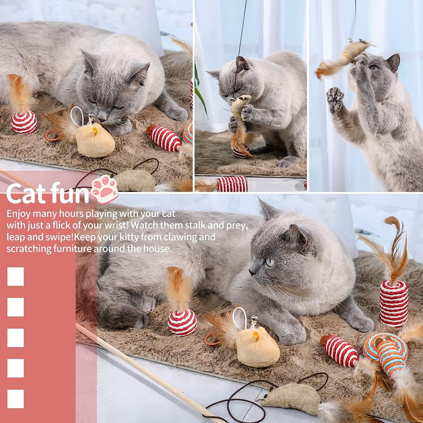 7-pcs Cat Feather Toy Set