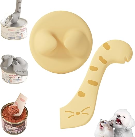 Pet Canning Spoon Silicone Can Opener Fresh-keeping Can Seal Lid Cover for Dog Cat Wet Cans Food Storage Lids for Pets Dogs Cats