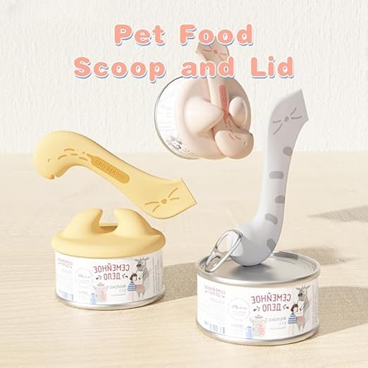 Pet Canning Spoon Silicone Can Opener Fresh-keeping Can Seal Lid Cover for Dog Cat Wet Cans Food Storage Lids for Pets Dogs Cats