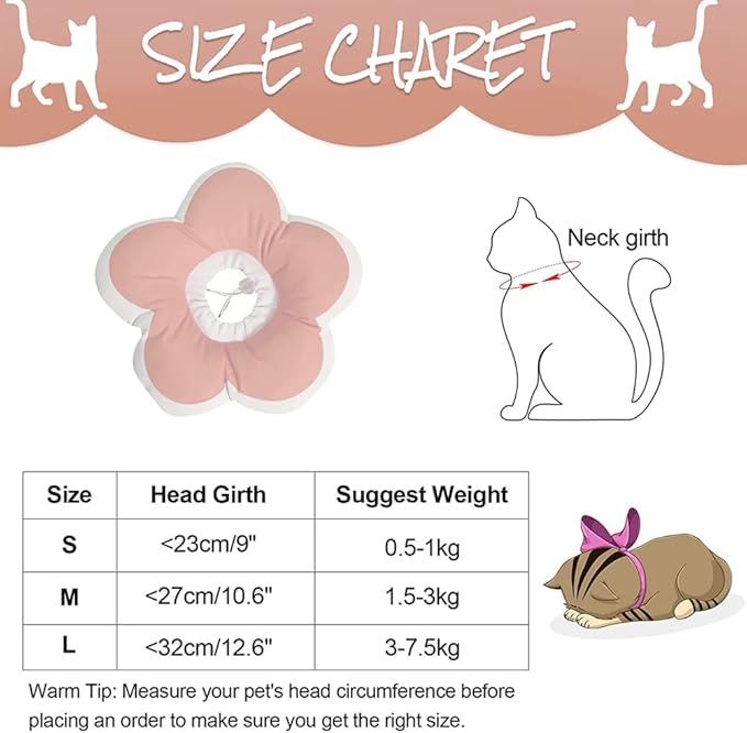 Adjustable Cat Cone Recovery Collar, Dog Cone Alternative After Elizabeth Collar Surgery to Stop Licking Soft Dog Cone, Soft Side Collar for Cats and Dogs (pink flower-waterproof)