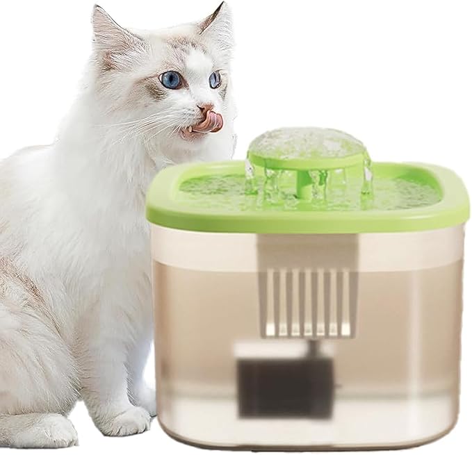 Cat Water Dispenser 1L, Cat Water Fountain, Ultra Quiet Pet Water Dispenser, Intelligent Pet Water Dispenser with Automatic Circulation Filtration, Suitable for Cats, Dogs and Other Pets Water dispenser Green