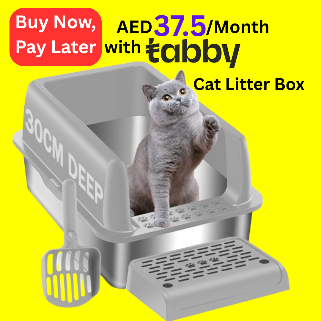 Stainless Steel Cat Litter Box 35L Large Capacity with Litter Scoop, Odor Control & Rust-Proof, Non-Stick Bottom & Easy to Clean
