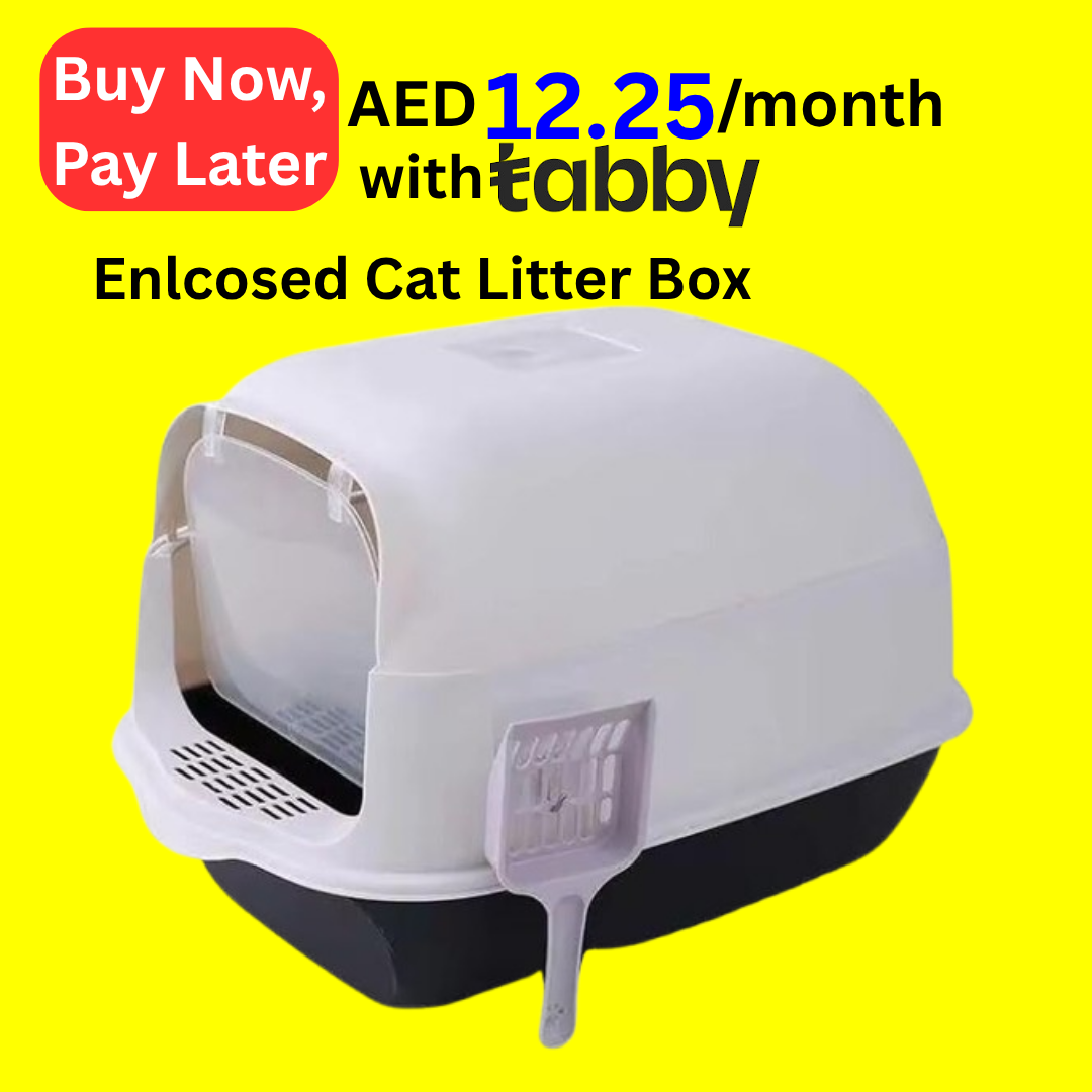 Cat Litter Box Fully Enclosed Cat Toilet with Door Large Cat Litter Pan Cat Potty with Cat Litter Scoop Anti-Splash Kitten House Litter Boxes Pet Supplies 52x34x34cm