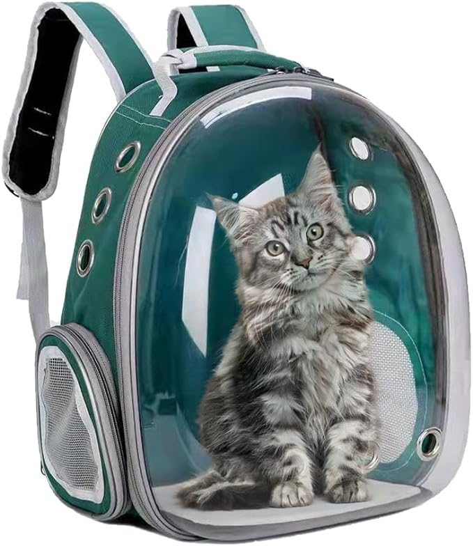 Cat Backpack, Pet Carrier Bag for Cats & Small Dogs (Green)