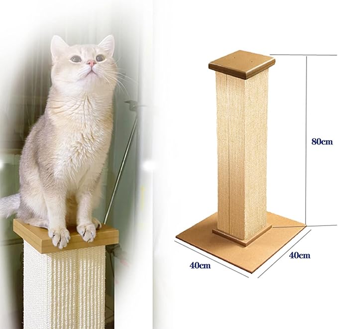 Ultimate Cat Scratching Post,80cm Tall Cat Scratchers for Indoor Cats,Cuboid Sisal cat scratch column(Brown)
