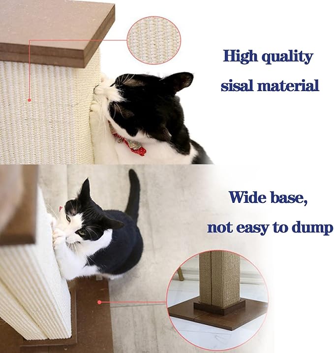 Ultimate Cat Scratching Post,80cm Tall Cat Scratchers for Indoor Cats,Cuboid Sisal cat scratch column(Brown)