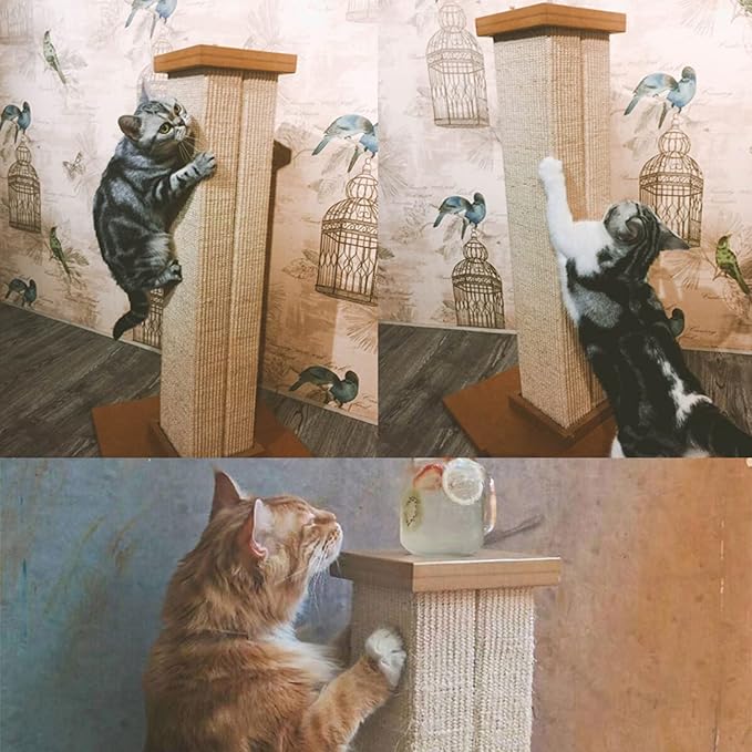 Ultimate Cat Scratching Post,80cm Tall Cat Scratchers for Indoor Cats,Cuboid Sisal cat scratch column(Brown)