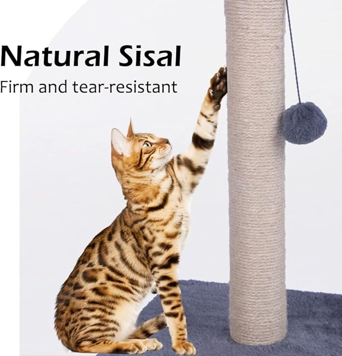 Scratching Post for Kittens - Indoor Cat Tower With Natural Sisal Board and Magic Ball (Magic Ball Scratching Post)