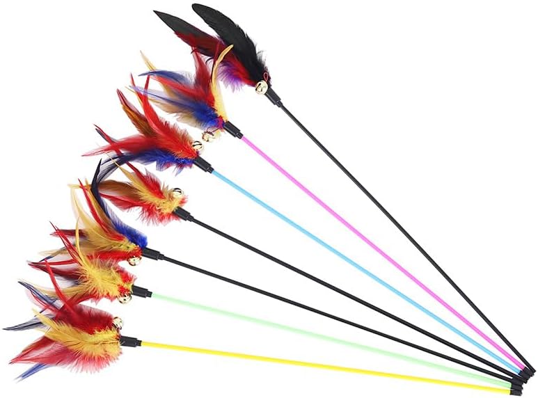Cat Teaser Wand with Colorful Bell- 1pc (Random color)