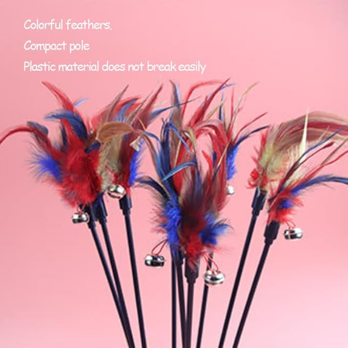Cat Teaser Wand with Colorful Bell- 1pc (Random color)
