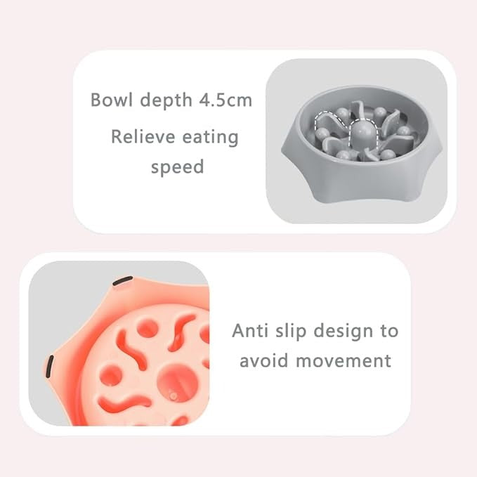 Slow Feeder Dog Bowls, Food and Water Slow Bowl, Puppy Bowl, Perfect for Medium Small Dogs and Cats (Hexagon)